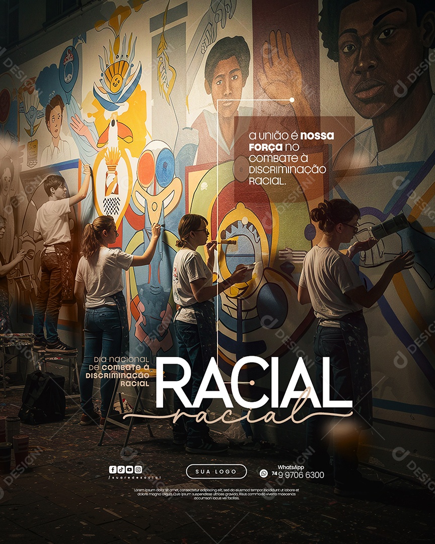 Dia da Descriminação Racial Social Media PSD Editável