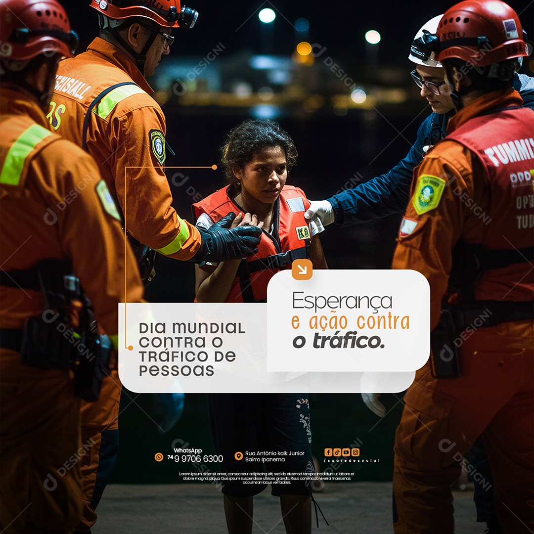 Dia Mundial de Combate ao Tráfico de Pessoas Social Media PSD Editável