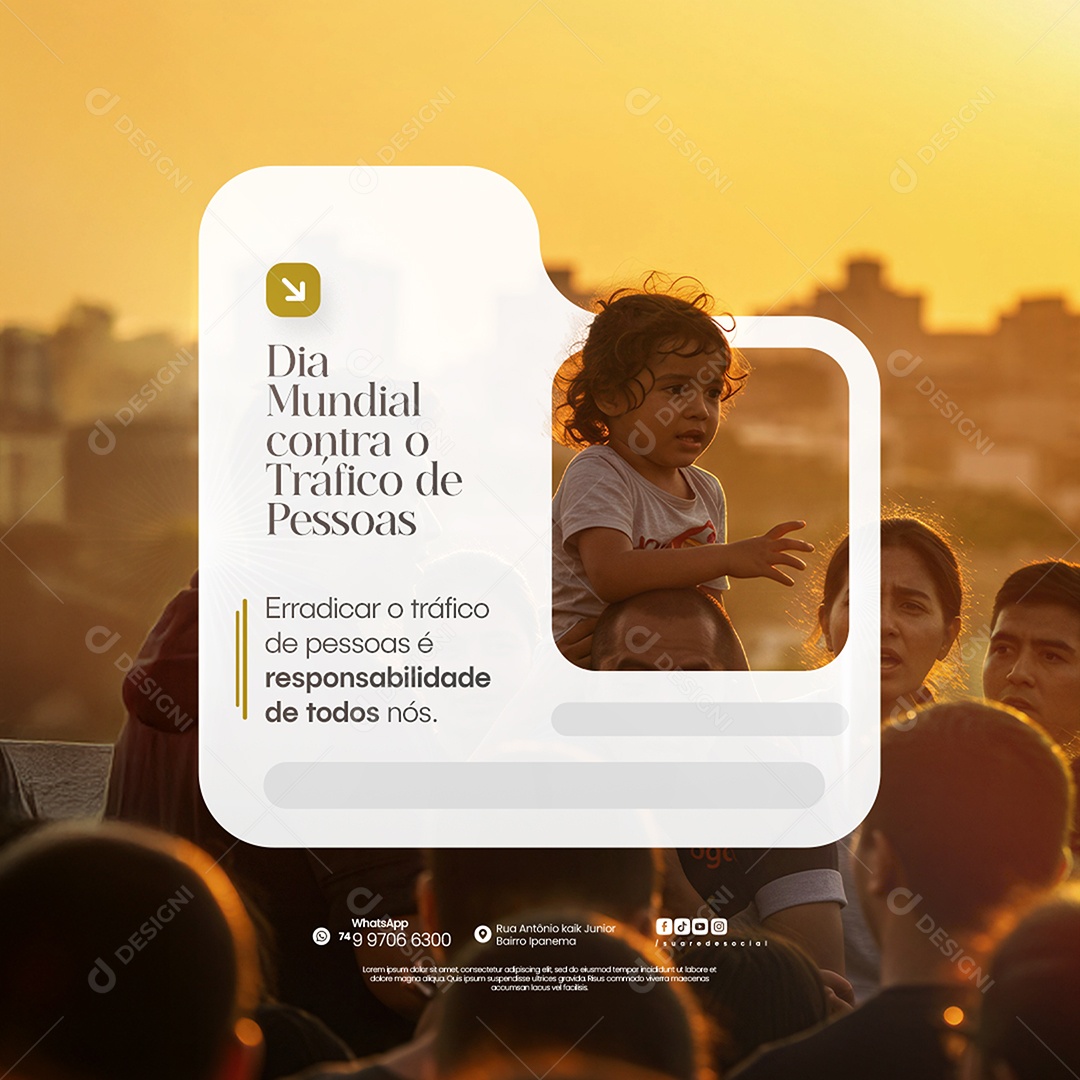 Dia Mundial de Combate ao Tráfico de Pessoas Social Media PSD Editável