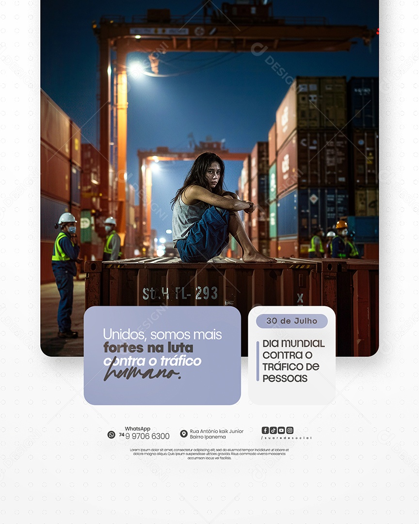 Dia Mundial de Combate ao Tráfico de Pessoas Social Media PSD Editável