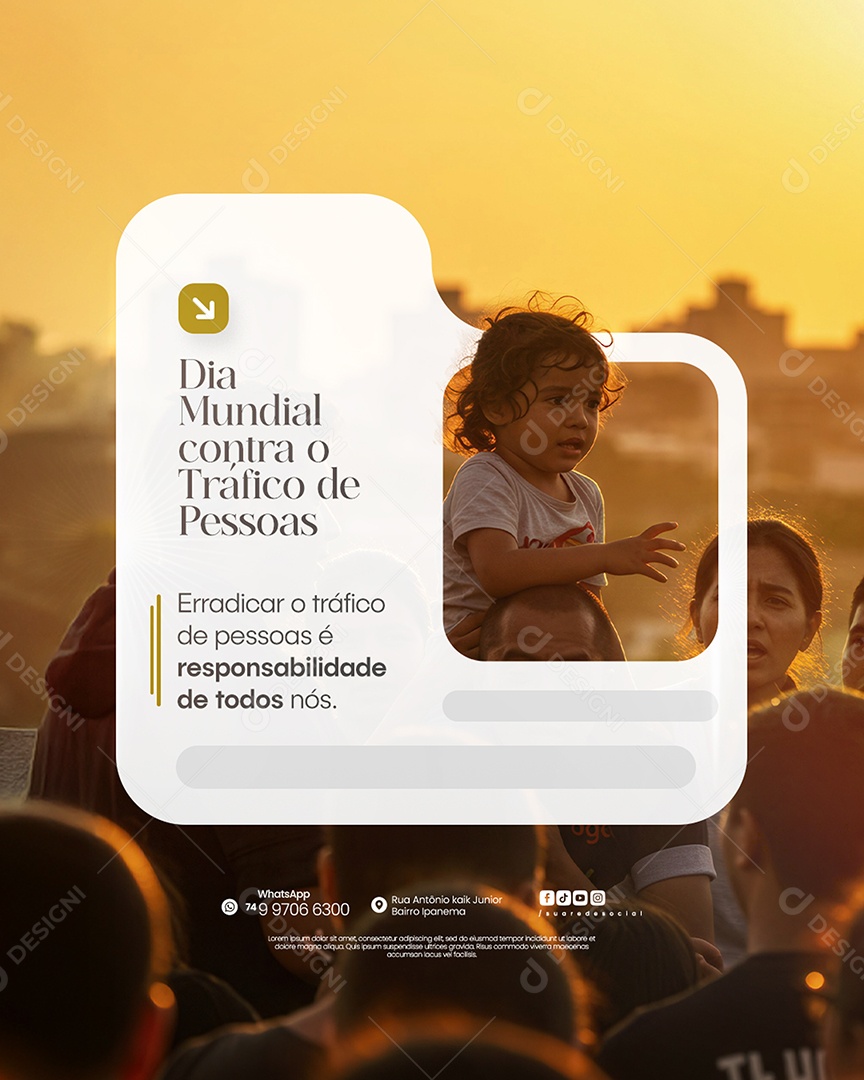Dia Mundial de Combate ao Tráfico de Pessoas Social Media PSD Editável