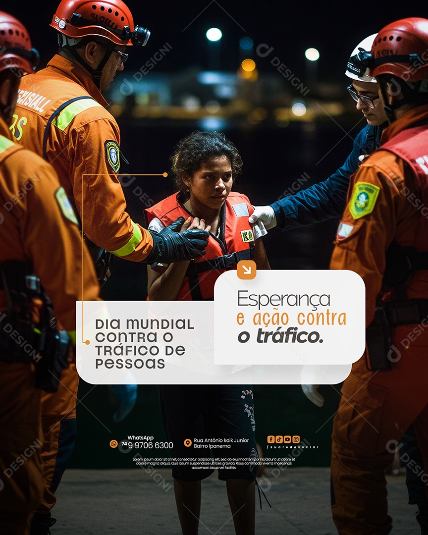 Dia Mundial de Combate ao Tráfico de Pessoas Social Media PSD Editável