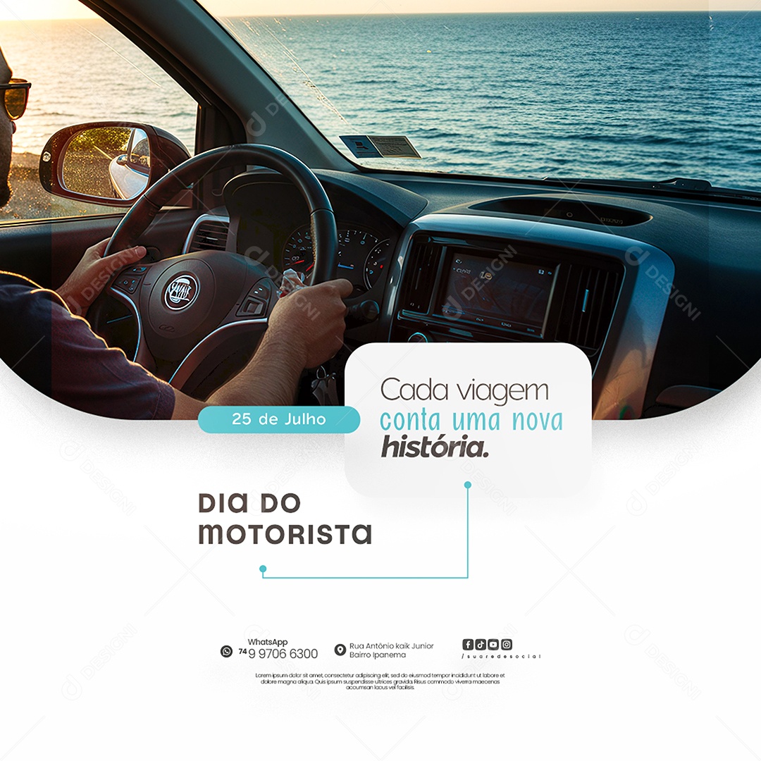 Feliz Dia do Motorista 25 de Julho Social Media PSD Editável