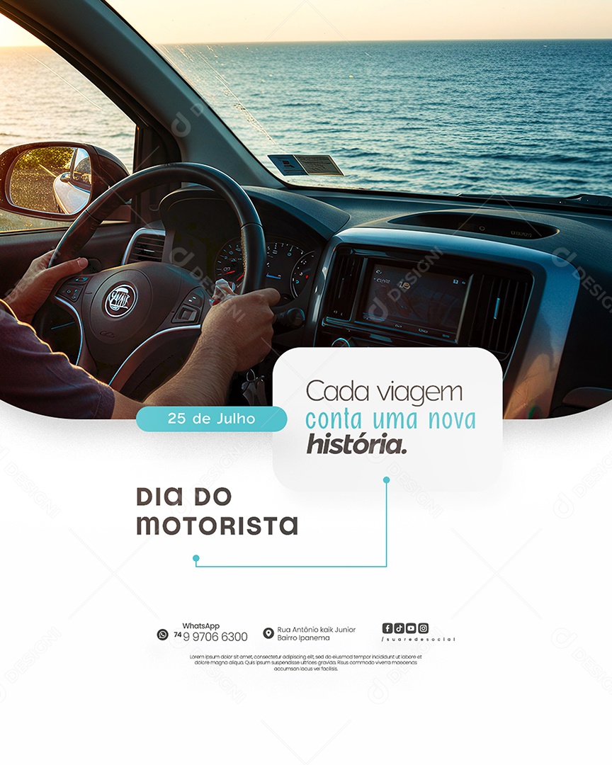 Feliz Dia do Motorista 25 de Julho Social Media PSD Editável