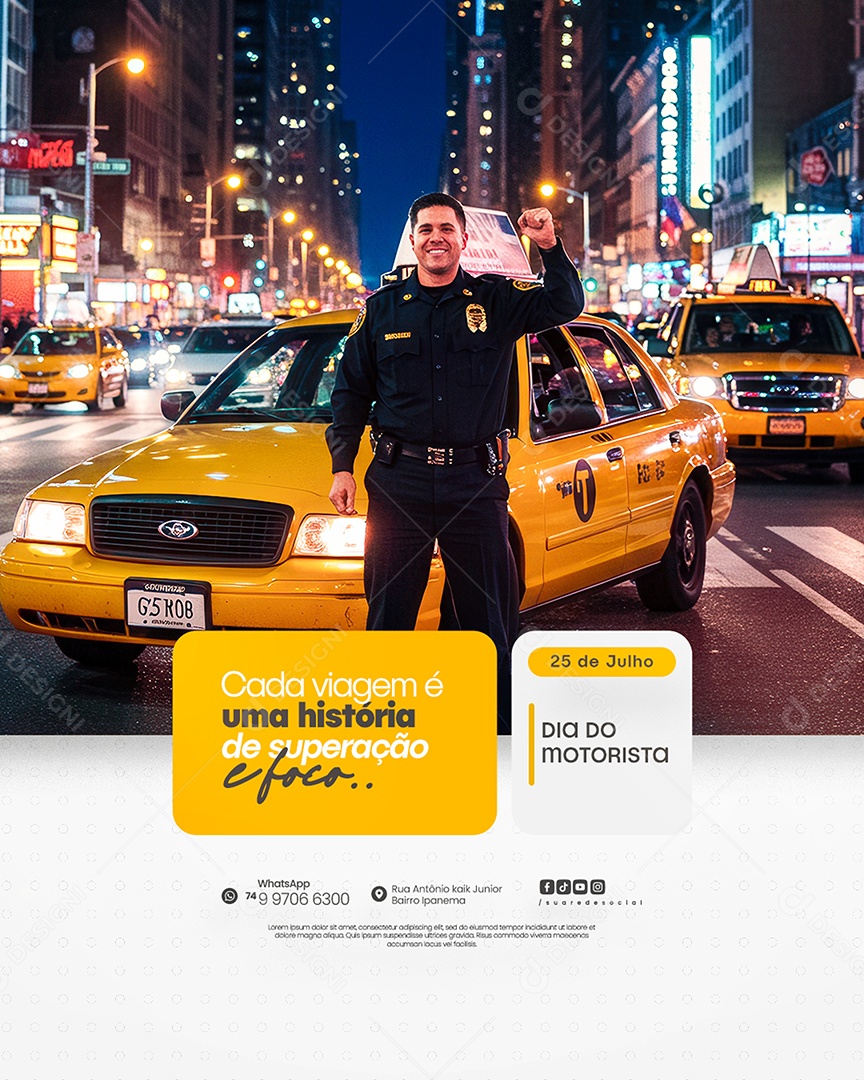 Feliz Dia do Motorista 25 de Julho Social Media PSD Editável