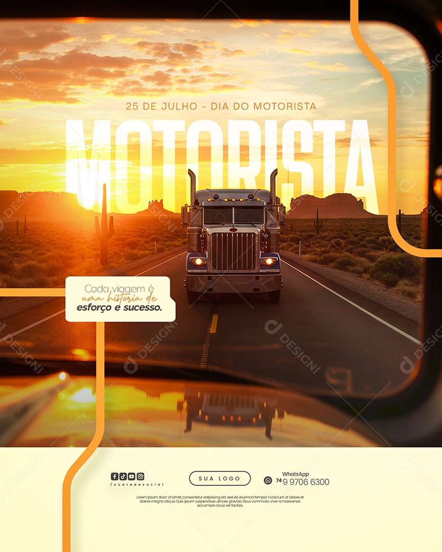 Feliz Dia do Motorista 25 de Julho Social Media PSD Editável