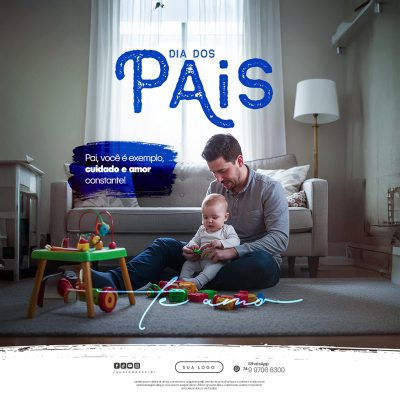 Feliz Dia dos Pais 10 de Agosto Social Media PSD Editável