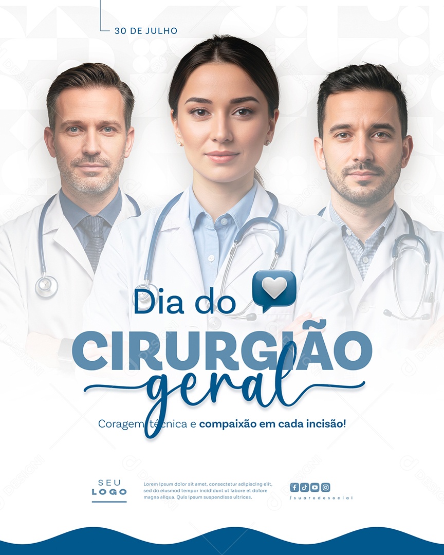 Dia do Cirurgião Geral 30 de Julho Social Media PSD Editável