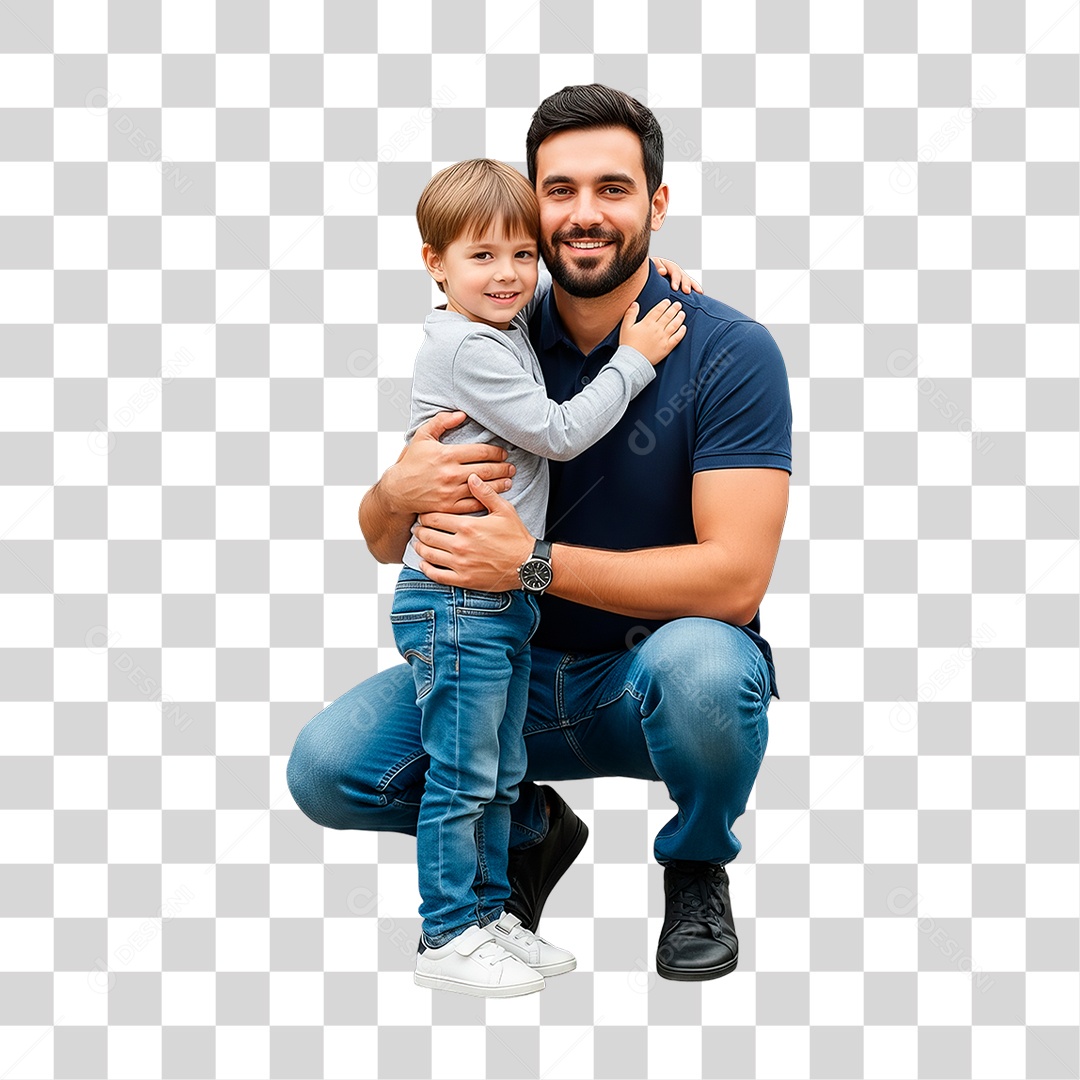 Pai e Filho Abraçados PNG Transparente
