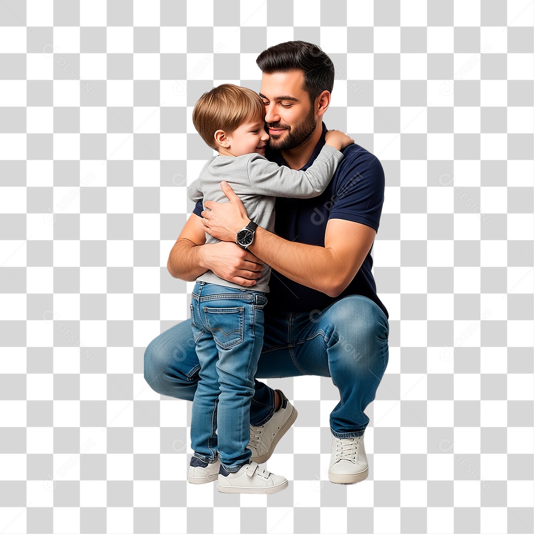 Pai e Filho Abraçados PNG Transparente