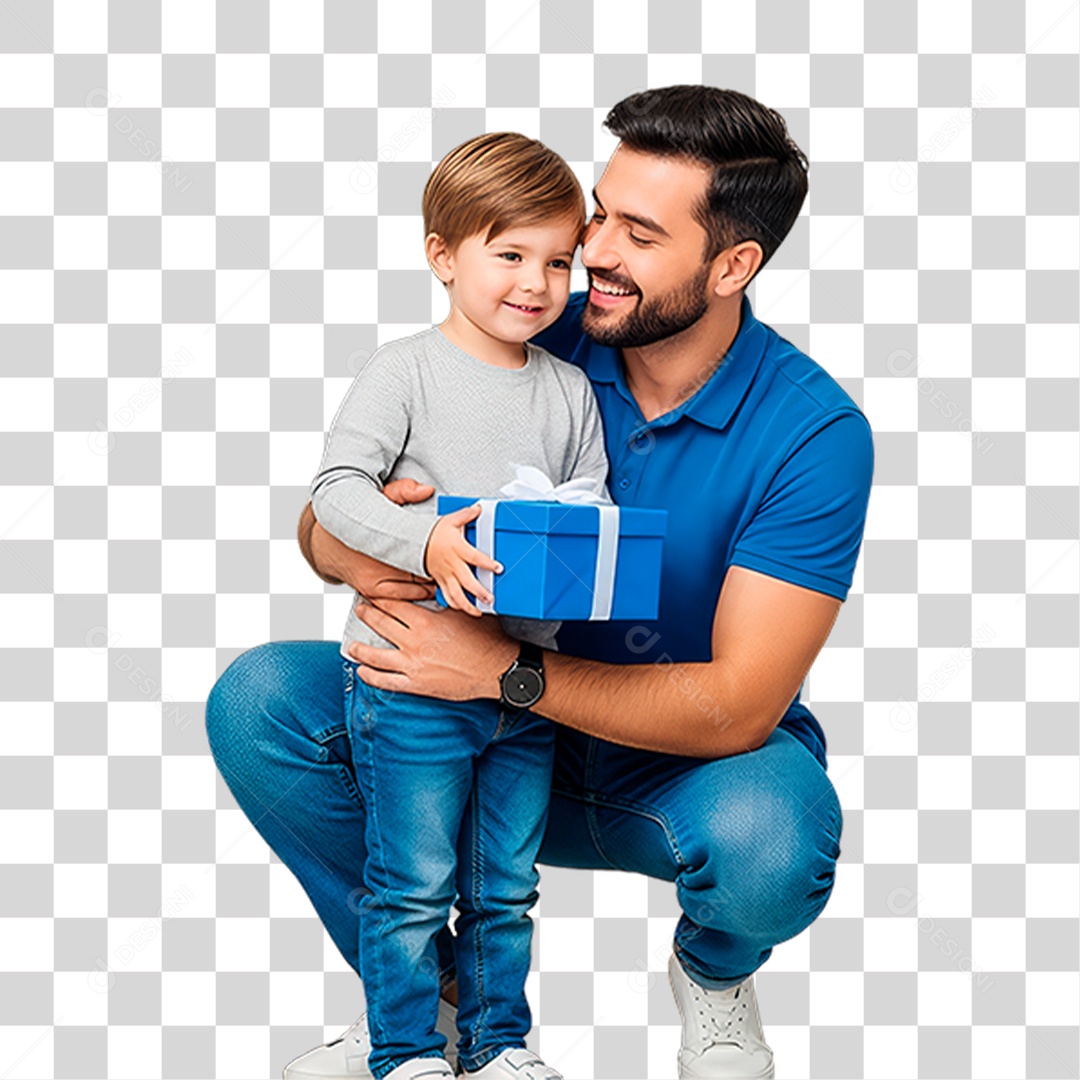 Pai com Filho no Colo PNG Transparente