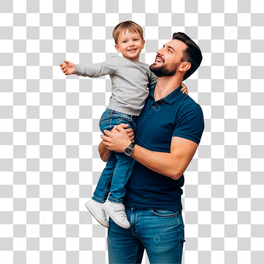 Pai com Filho no Colo PNG Transparente