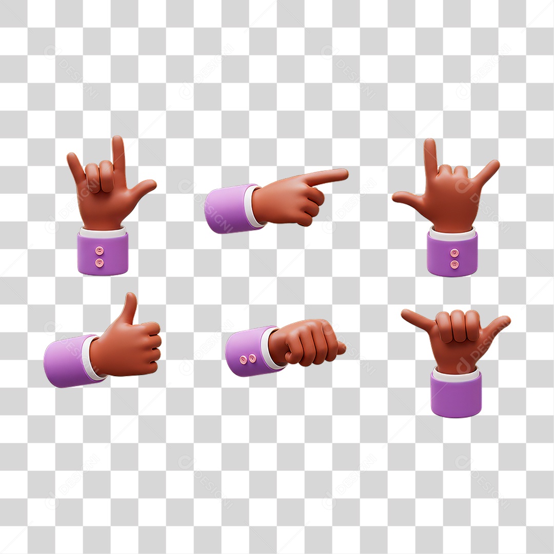 Várias Posições de Mão PNG Transparente