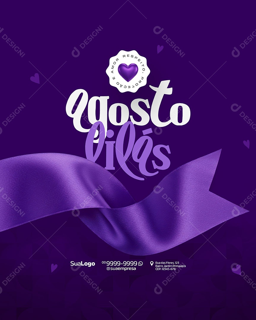 Agosto Lilás Mês de Combate a Violência Contra a Mulher Social Media PSD Editável