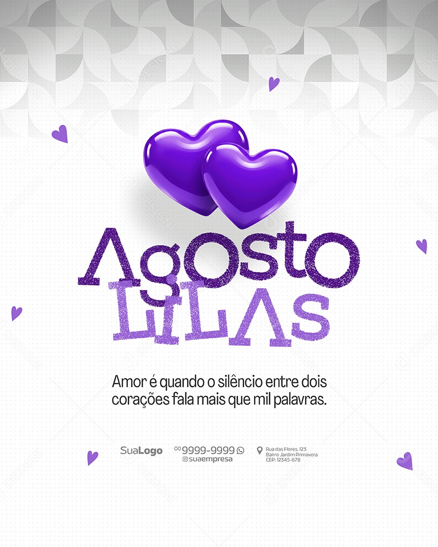 Agosto Lilás Mês de Combate a Violência Contra a Mulher Social Media PSD Editável