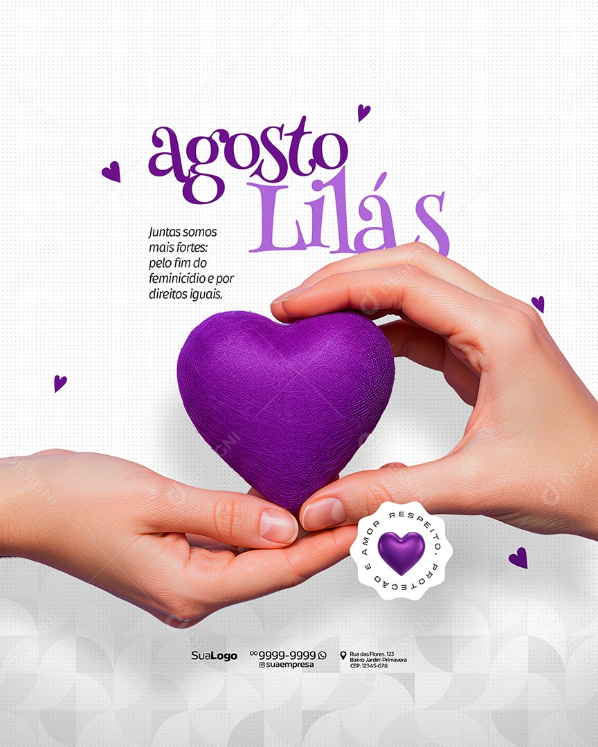 Agosto Lilás Mês de Combate a Violência Contra a Mulher Social Media PSD Editável