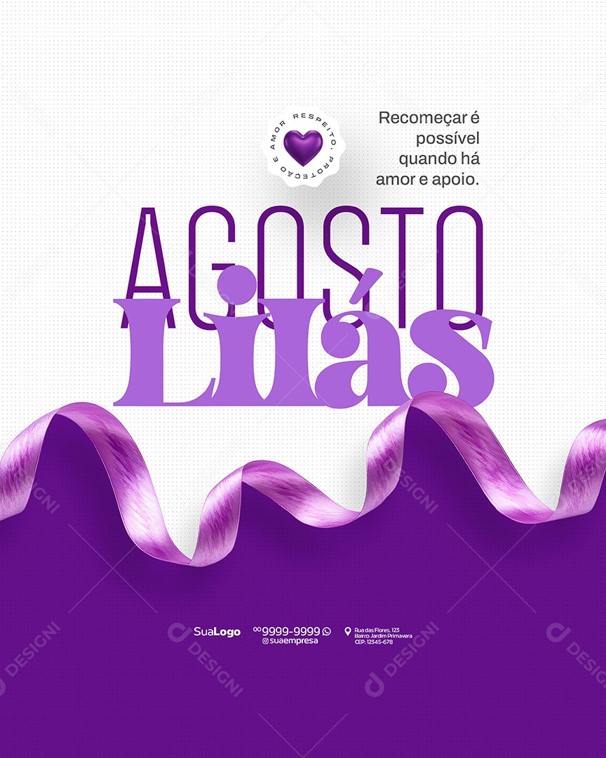 Agosto Lilás Mês de Combate a Violência Contra a Mulher Social Media PSD Editável