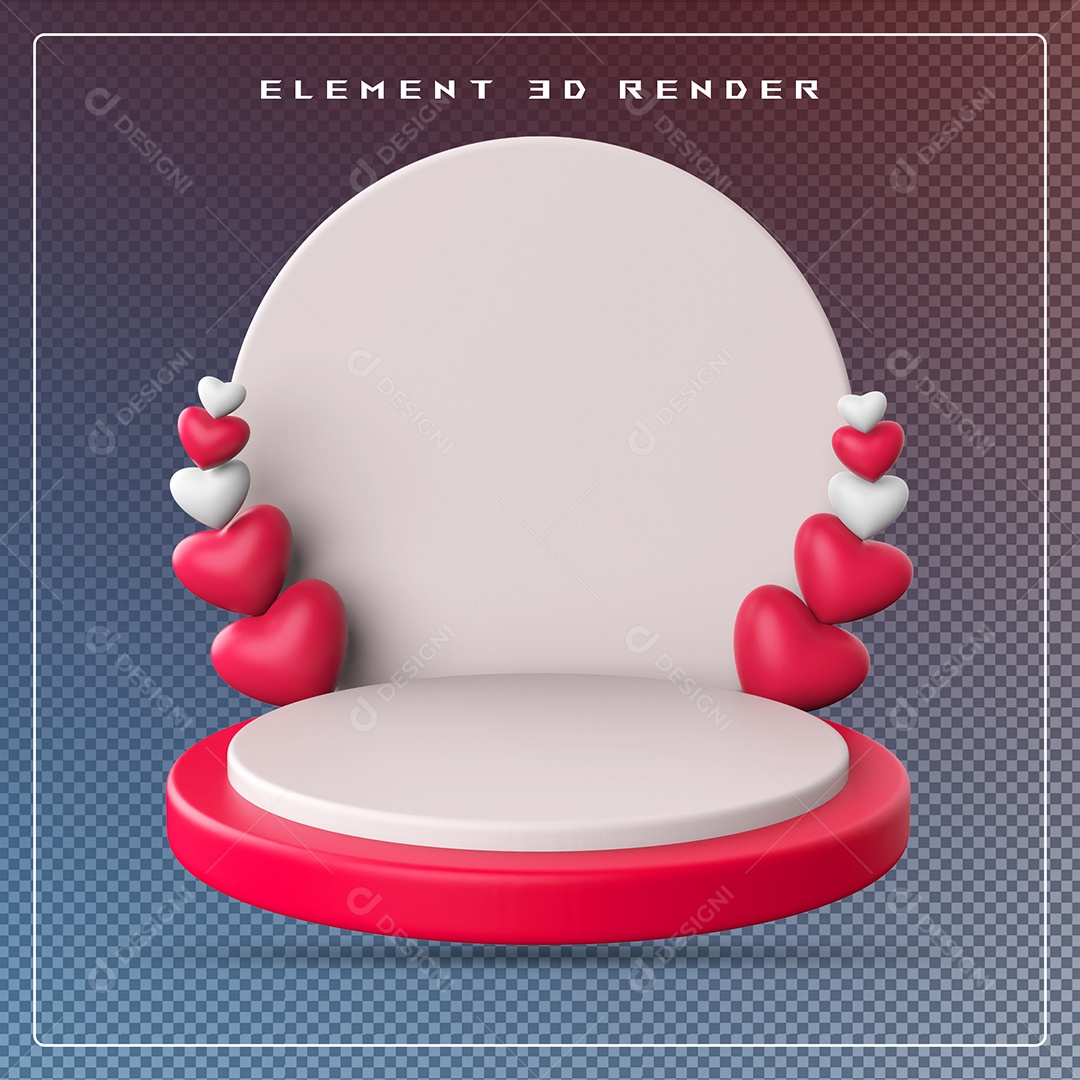 Podio Branco E Vermelho Elemento 3D Para Composição PSD
