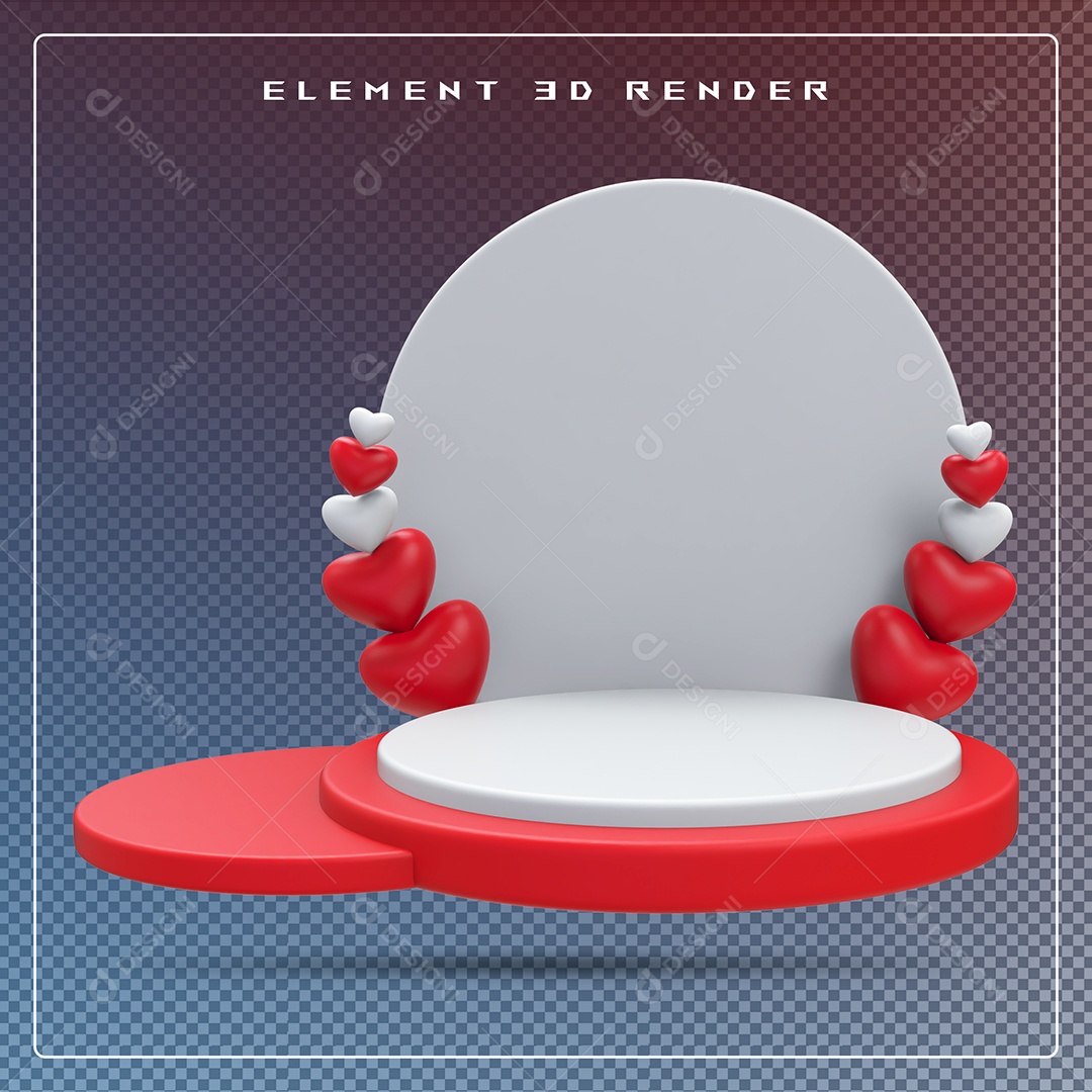 Podio Branco E Vermelho Elemento 3D Para Composição PSD