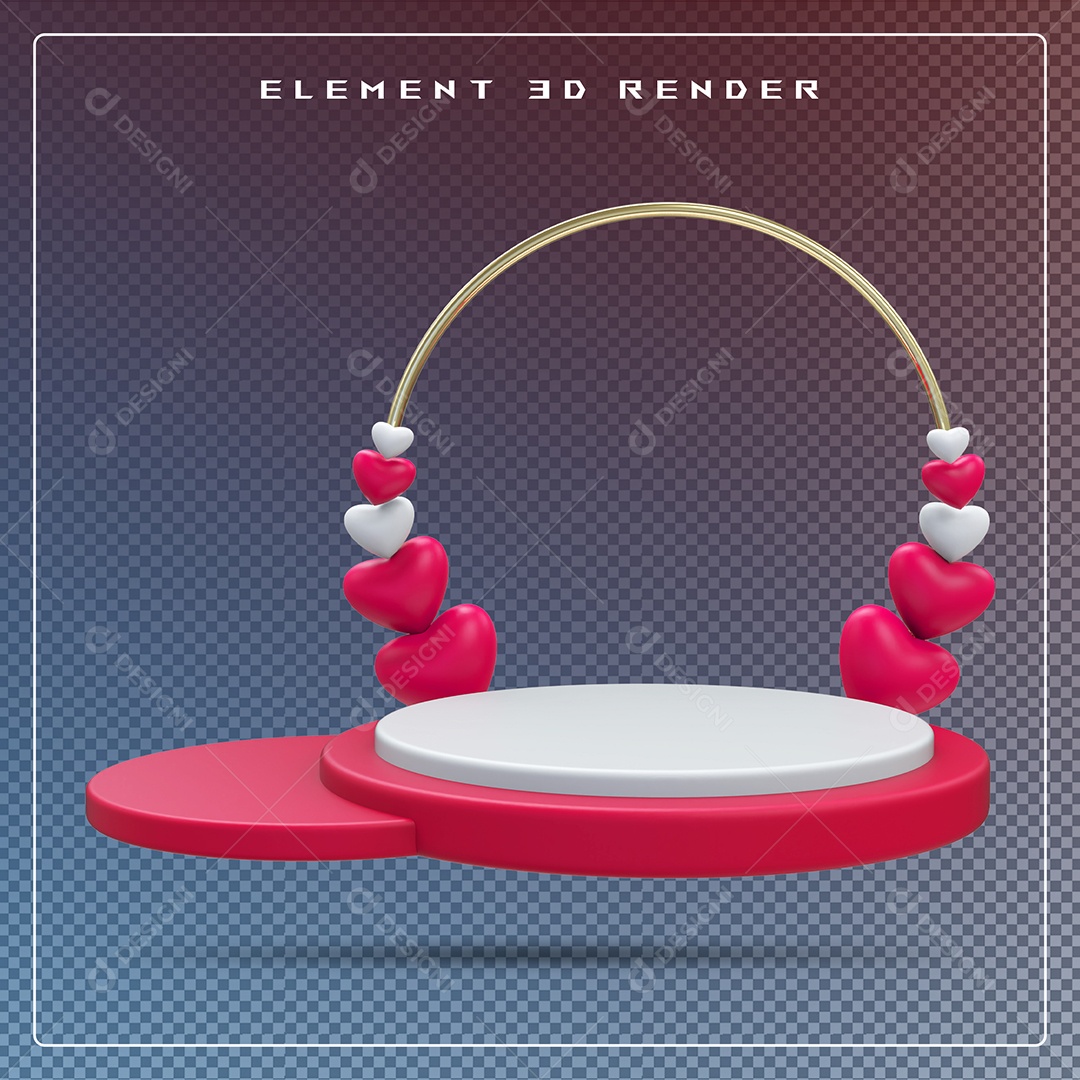 Podio Dourado Branco E Vermelho Elemento 3D Para Composição PSD