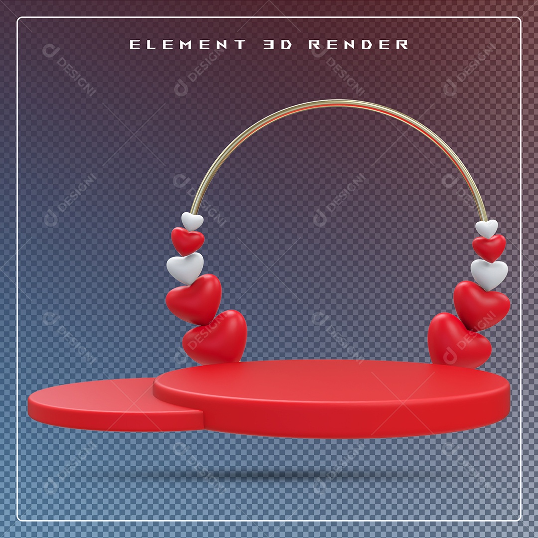 Podio Dourado Branco E Vermelho Elemento 3D Para Composição PSD