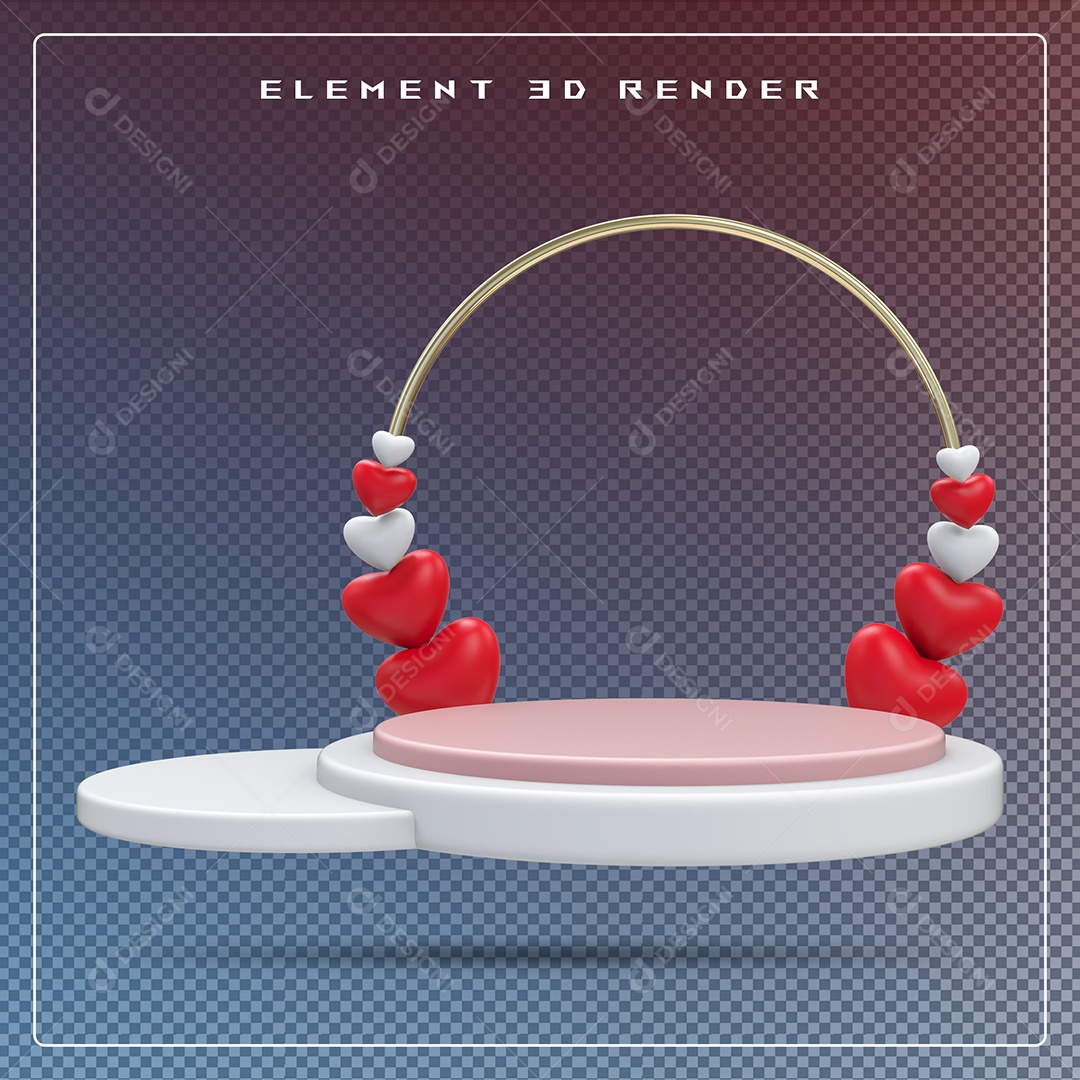 Podio Dourado Branco E Vermelho Elemento 3D Para Composição PSD