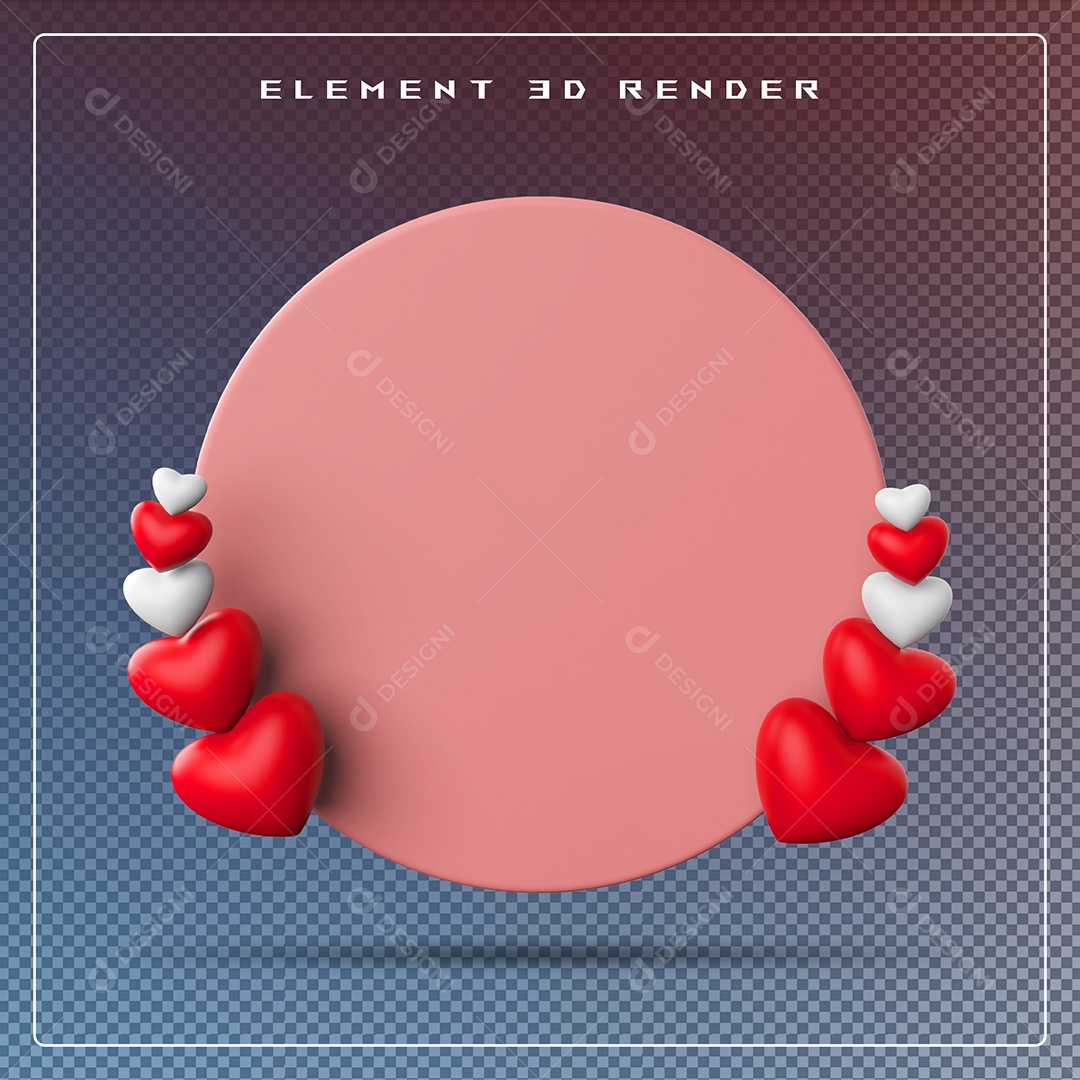 Podio Com Coração Branco E Vermelho Rosa Elemento 3D Para Composição PSD