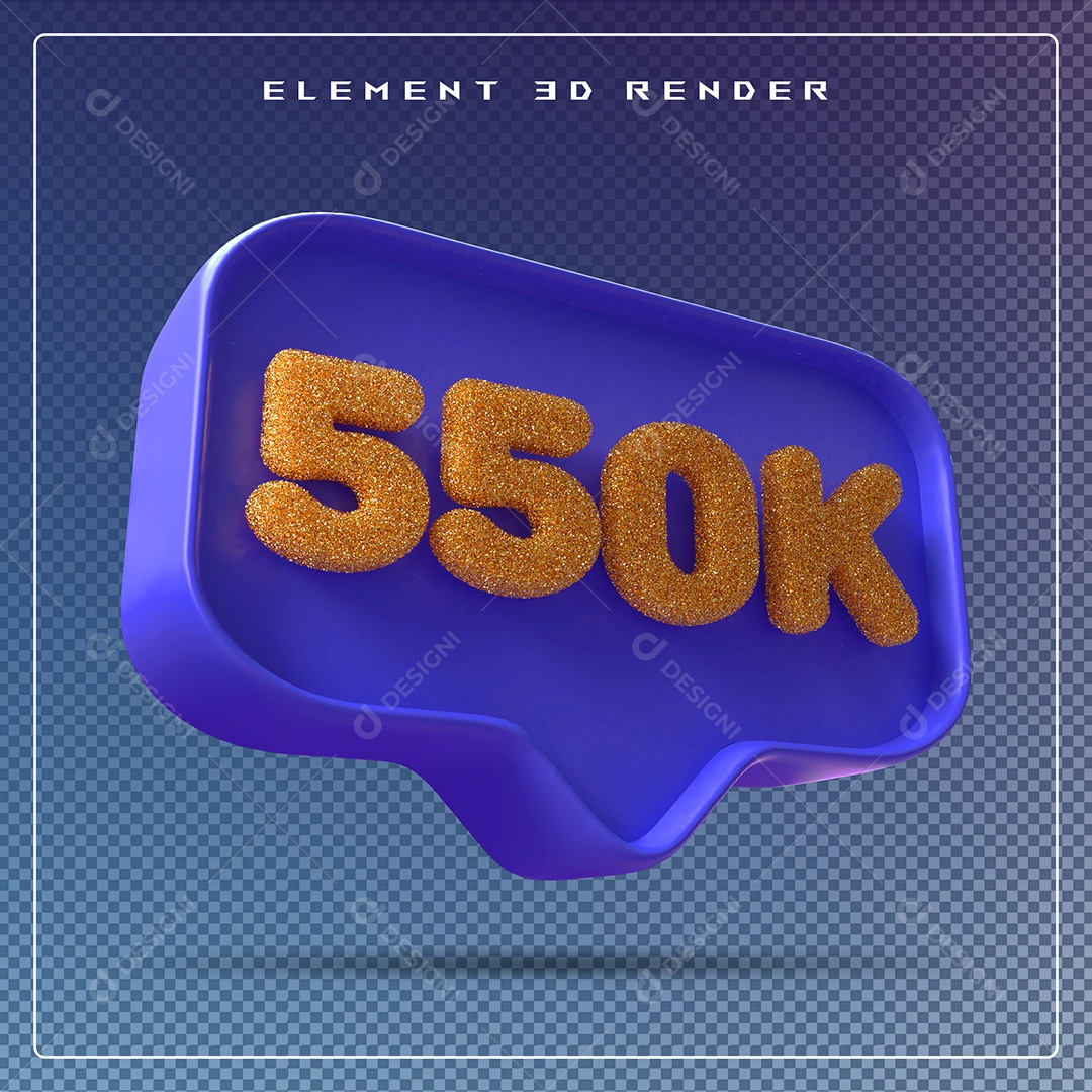 Ícone 3D Azul com 550K de Seguidores Elemento para Composição PSD