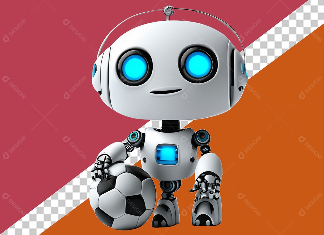 Robô Segurando Uma Bola Personagem 3D Para Composição PSD