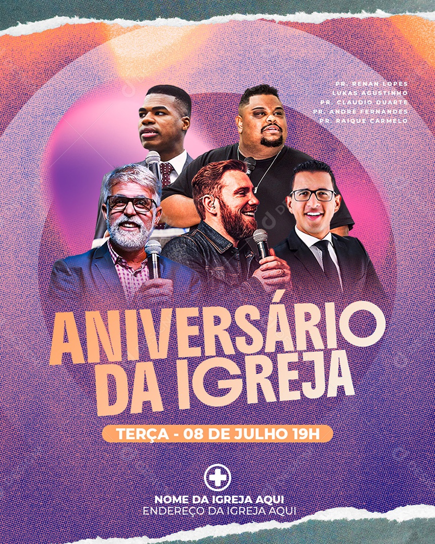 Feed Flyer Gospel Aniversário da Igreja Social Media PSD Editável