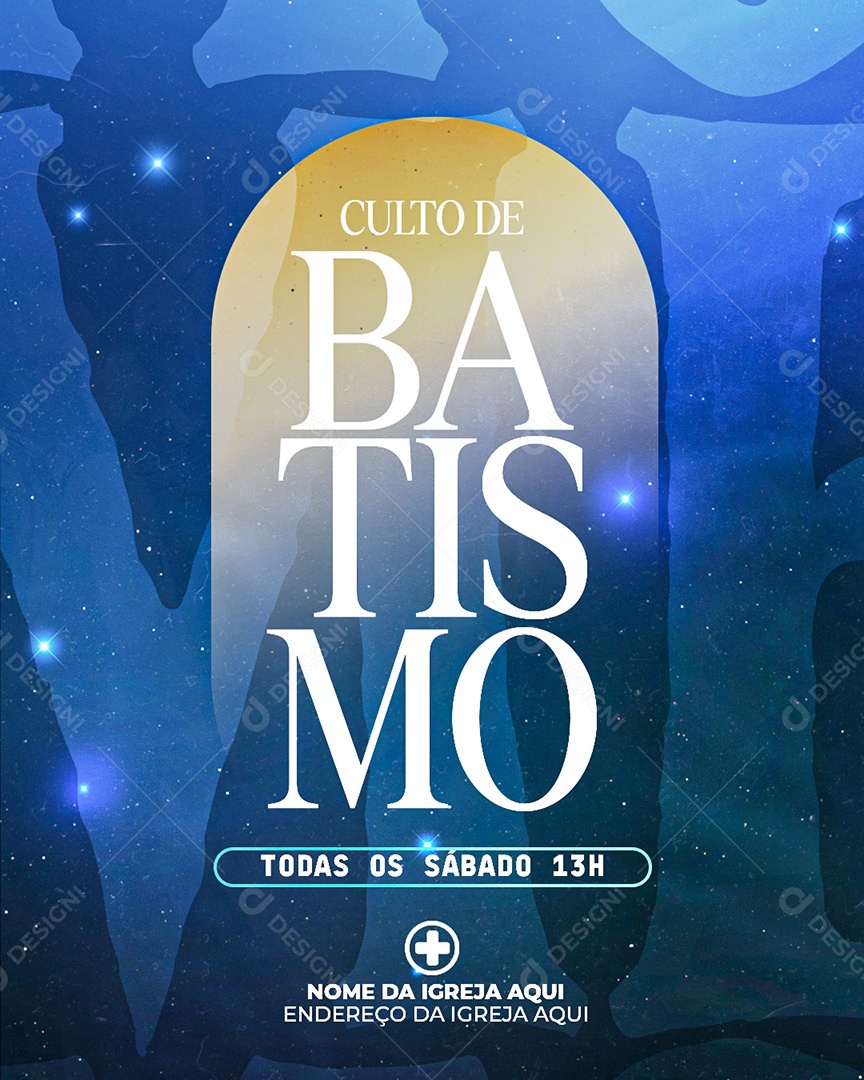 Feed Flyer Gospel Batismo Social Media PSD Editável