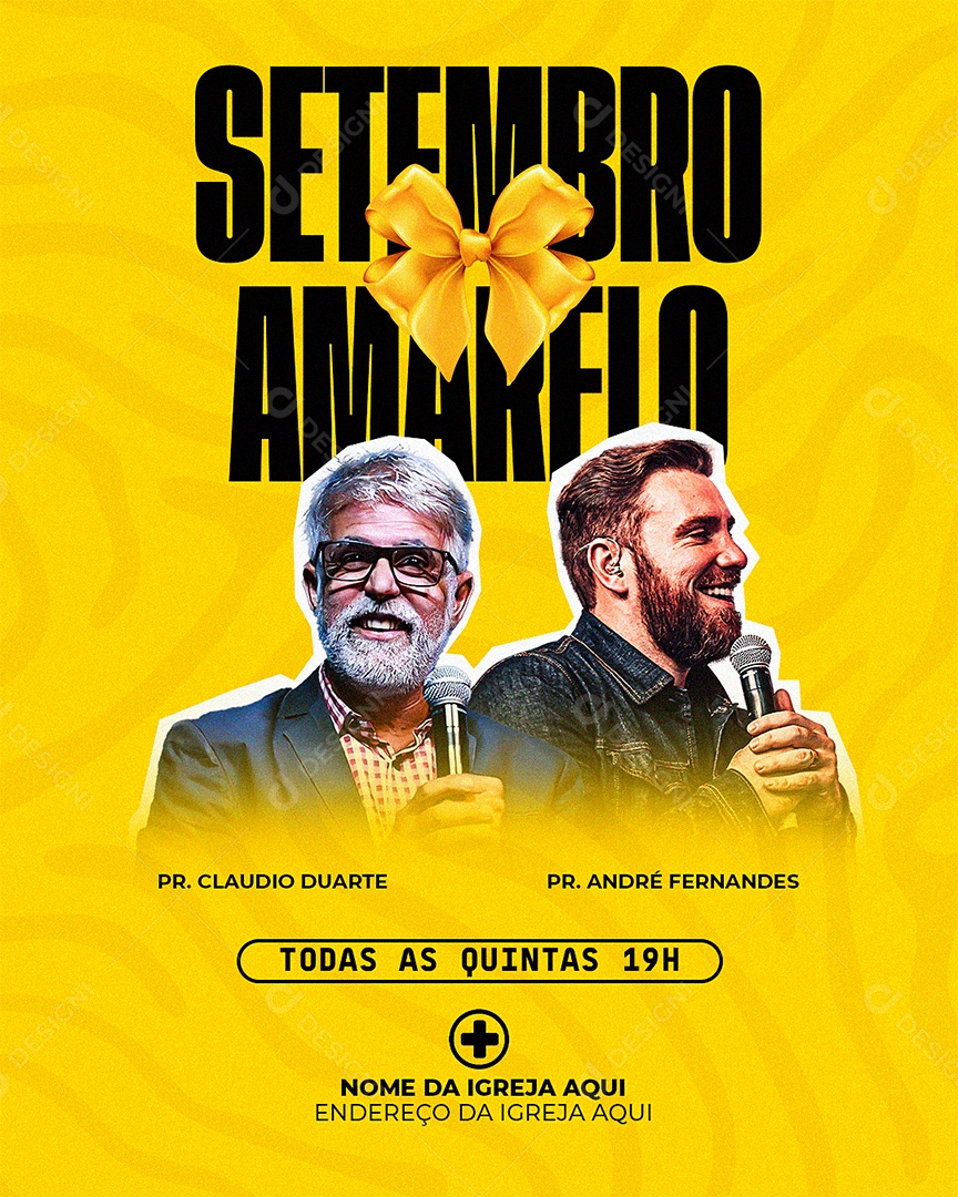 Feed Flyer Gospel Culto Setembro Amarelo Social Media PSD Editável