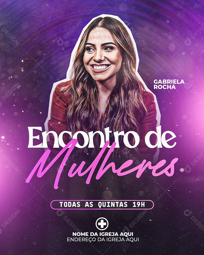 Feed Flyer Gospel Encontro de Mulheres Social Media PSD Editável