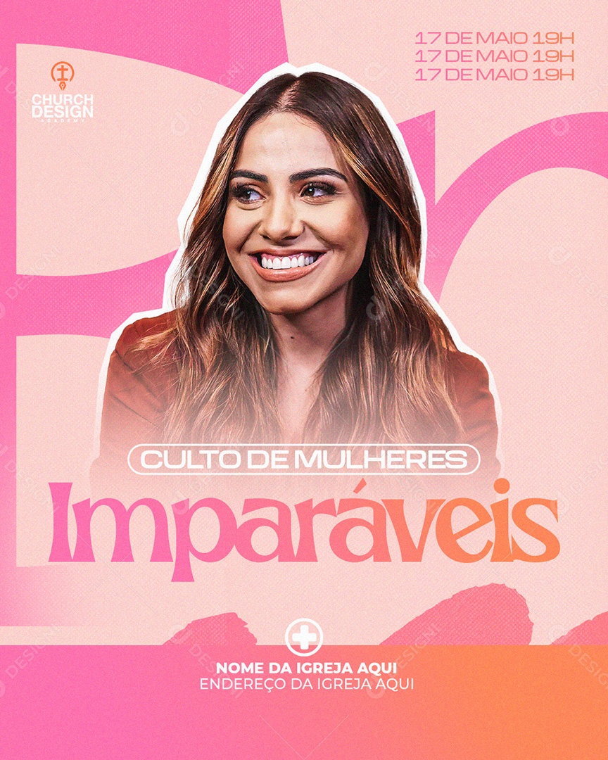 Feed Flyer Gospel Mulheres Imparáveis Social Media PSD Editável