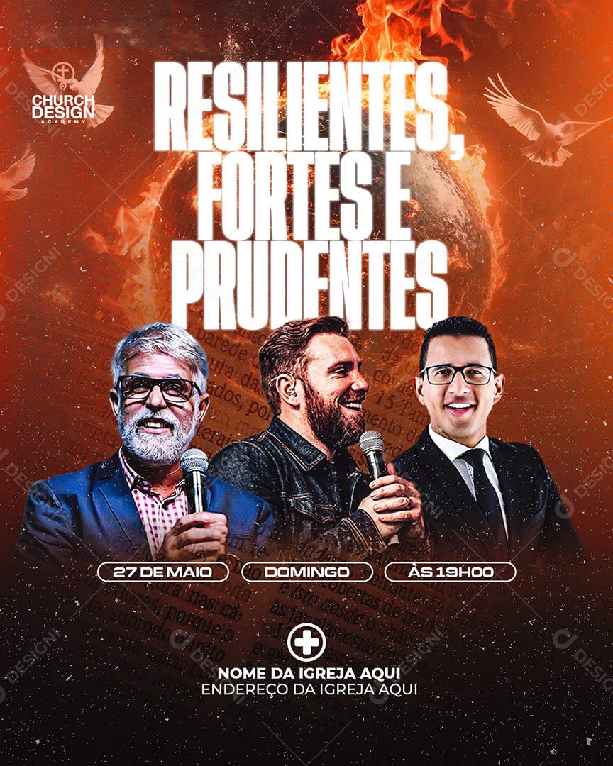 Feed Flyer Gospel Resilientes Fortes e Prudentes Social Media PSD Editável