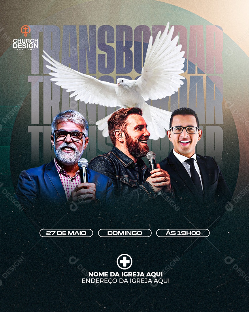 Feed Flyer Gospel Trasbordar de Deus Social Media PSD Editável