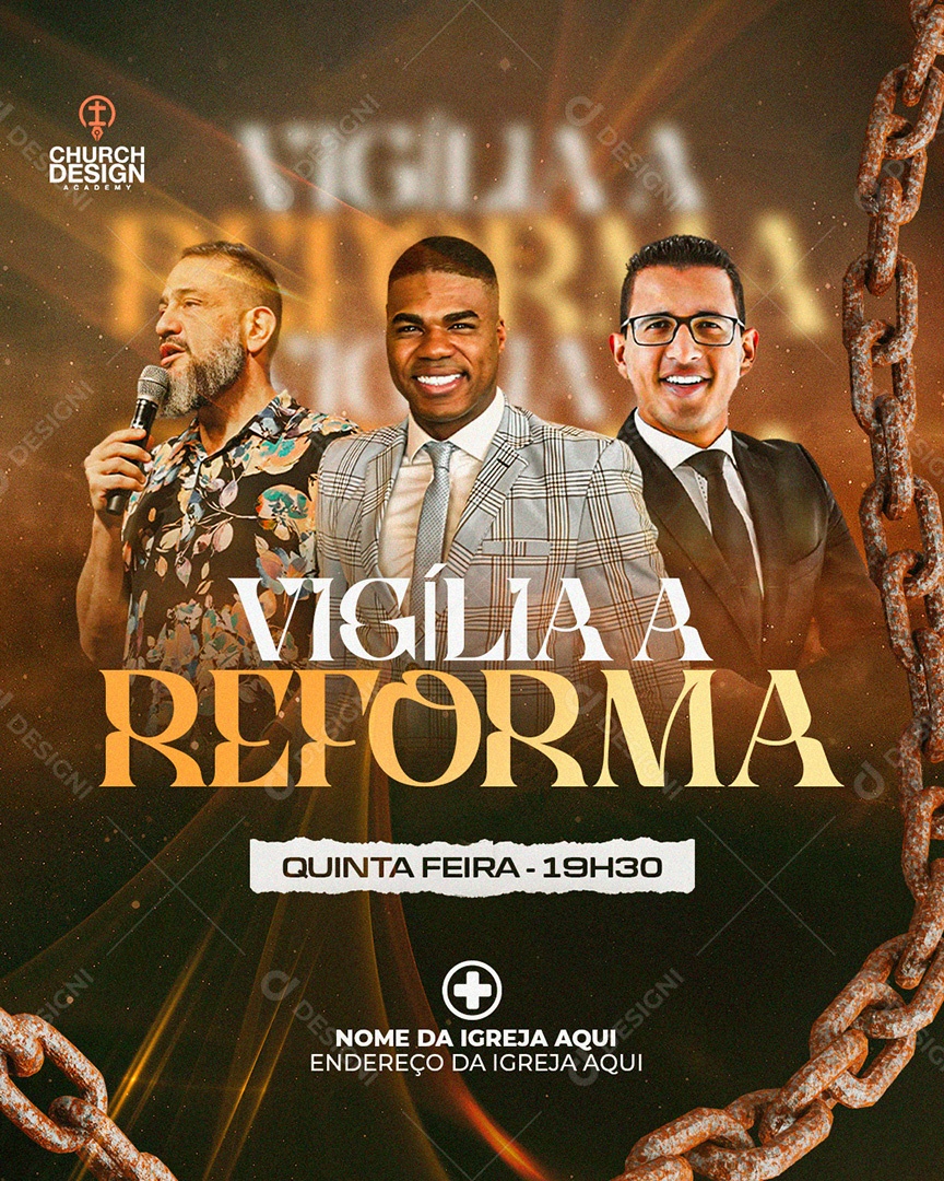 Feed Flyer Gospel Vigília a Reforma Social Media PSD Editável