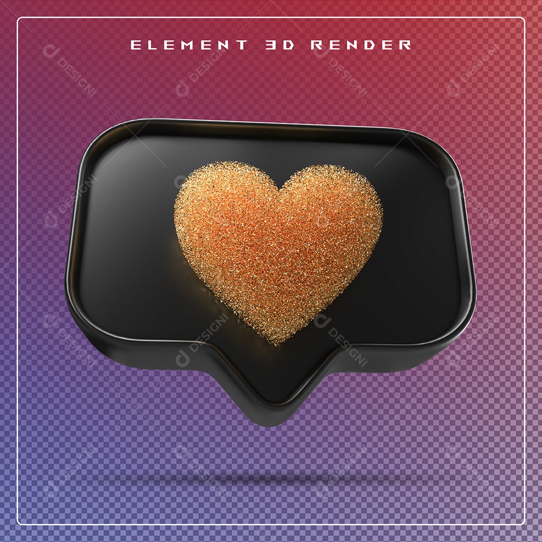 Ícone 3D Balão de Fala com Um Coração Elemento para Composição PSD