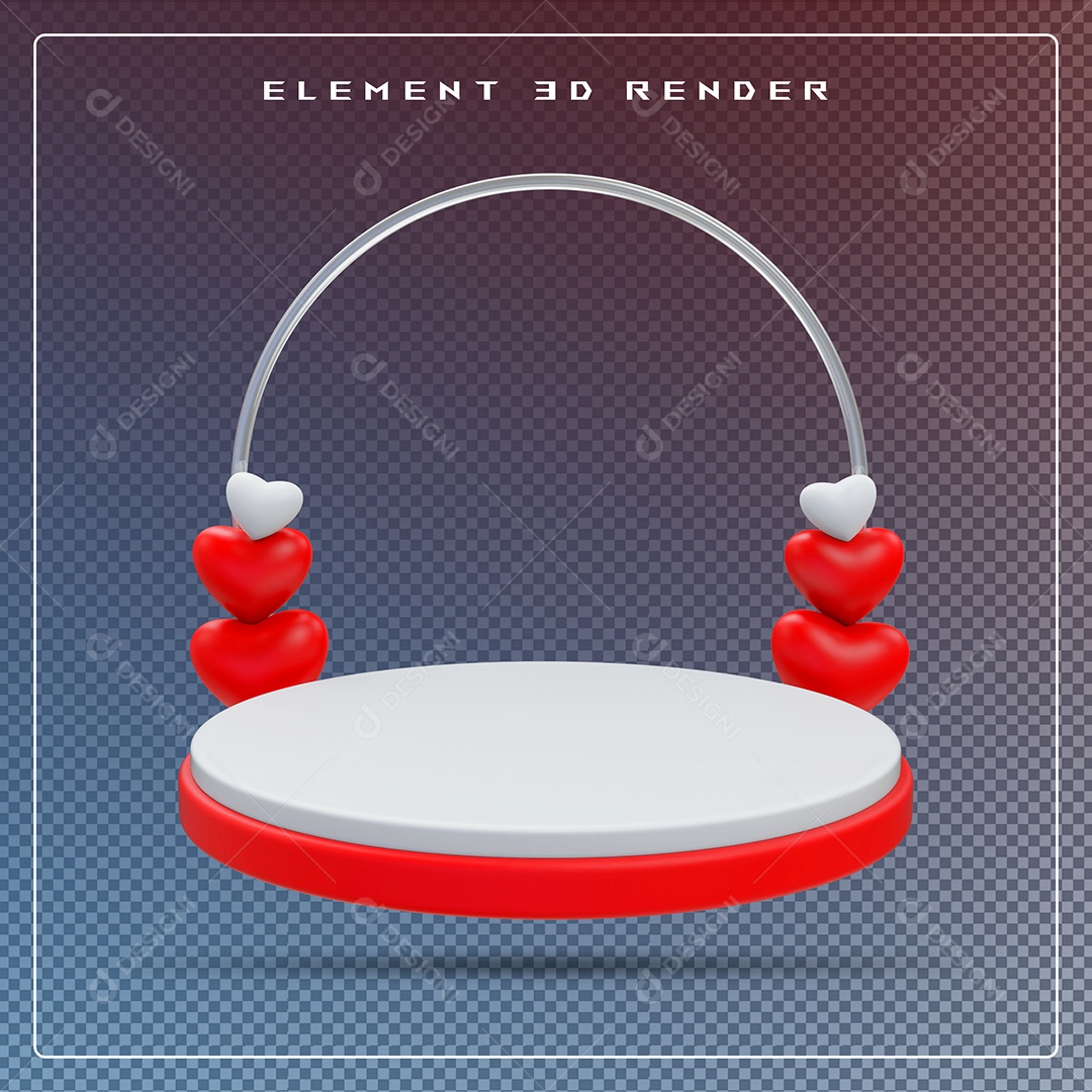 Podio Vermelho e Branco Elemento 3D Para Composição PSD