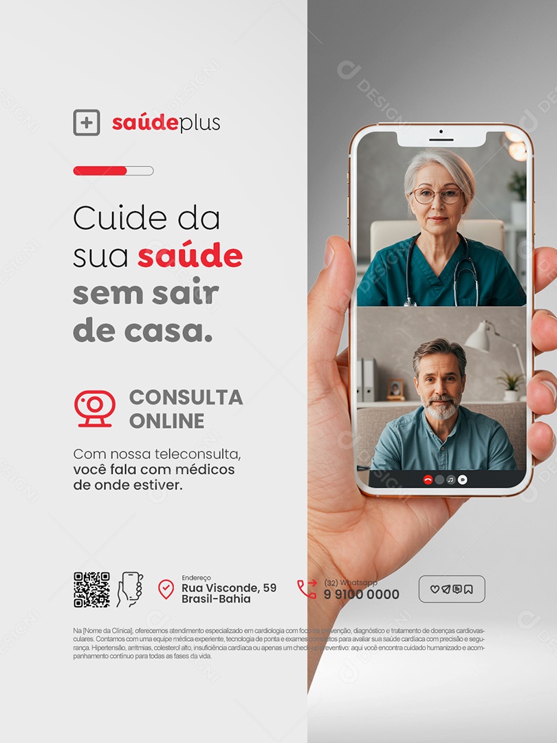 Convênio Médico Cuide da Sua Saúde Sem Sair de Casa Social Media PSD Editável