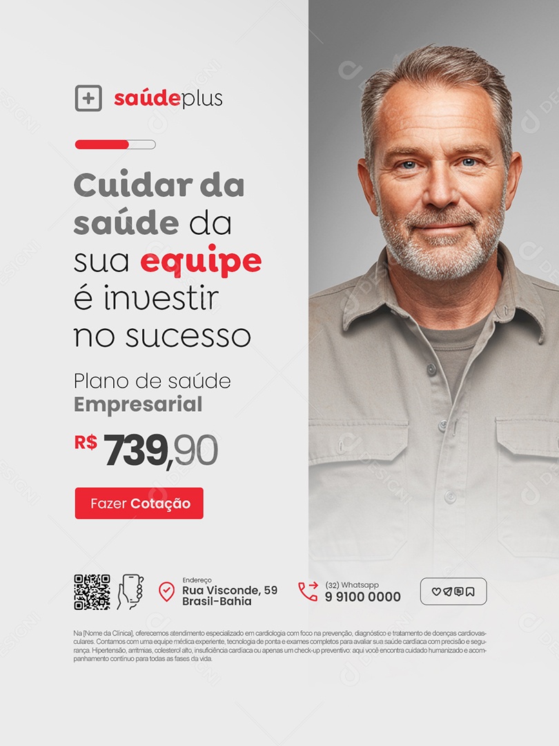 Convênio Médico Cuidar da Saúde da Sua Equipe Social Media PSD Editável