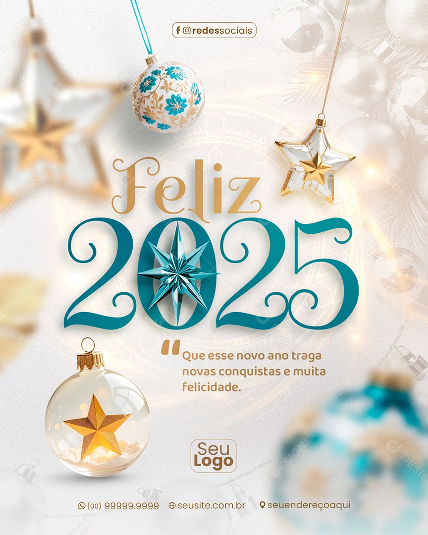 Feliz 2025 Ano Novo Social Media PSD Editável
