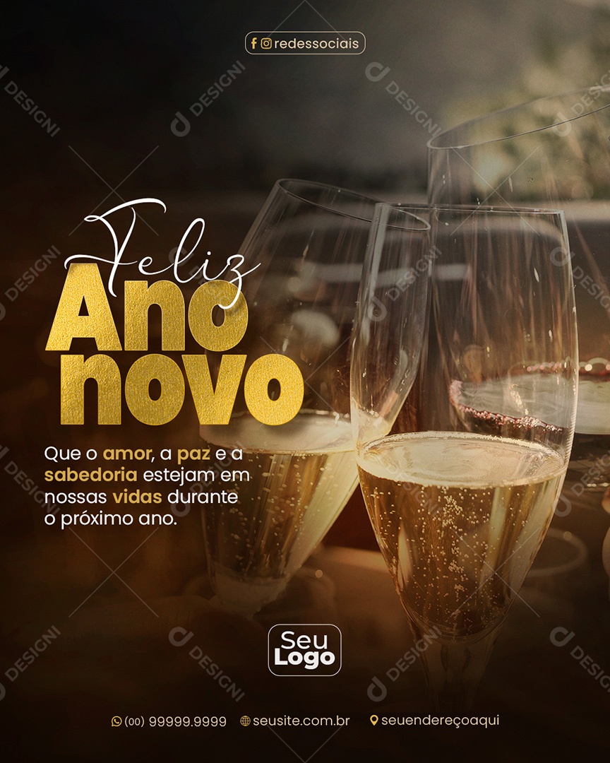 Feliz Ano Novo Social Media PSD Editável