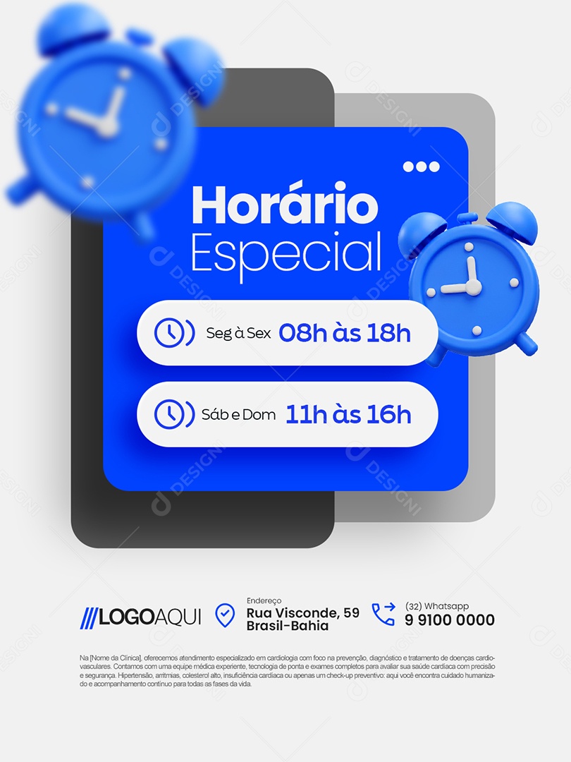 Horário Especial dos Pais Social Media PSD Editável