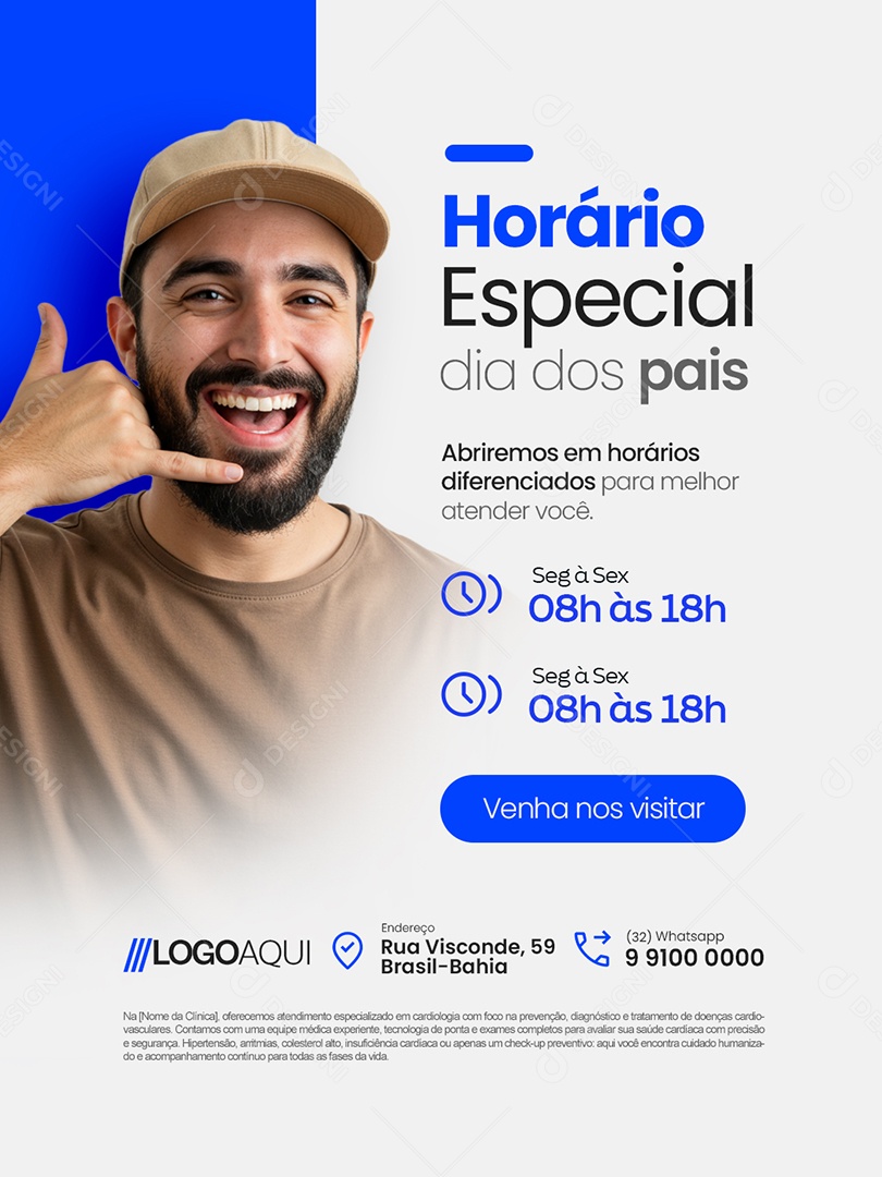 Horário Especial Dia dos Pais Delivery Social Media PSD Editável