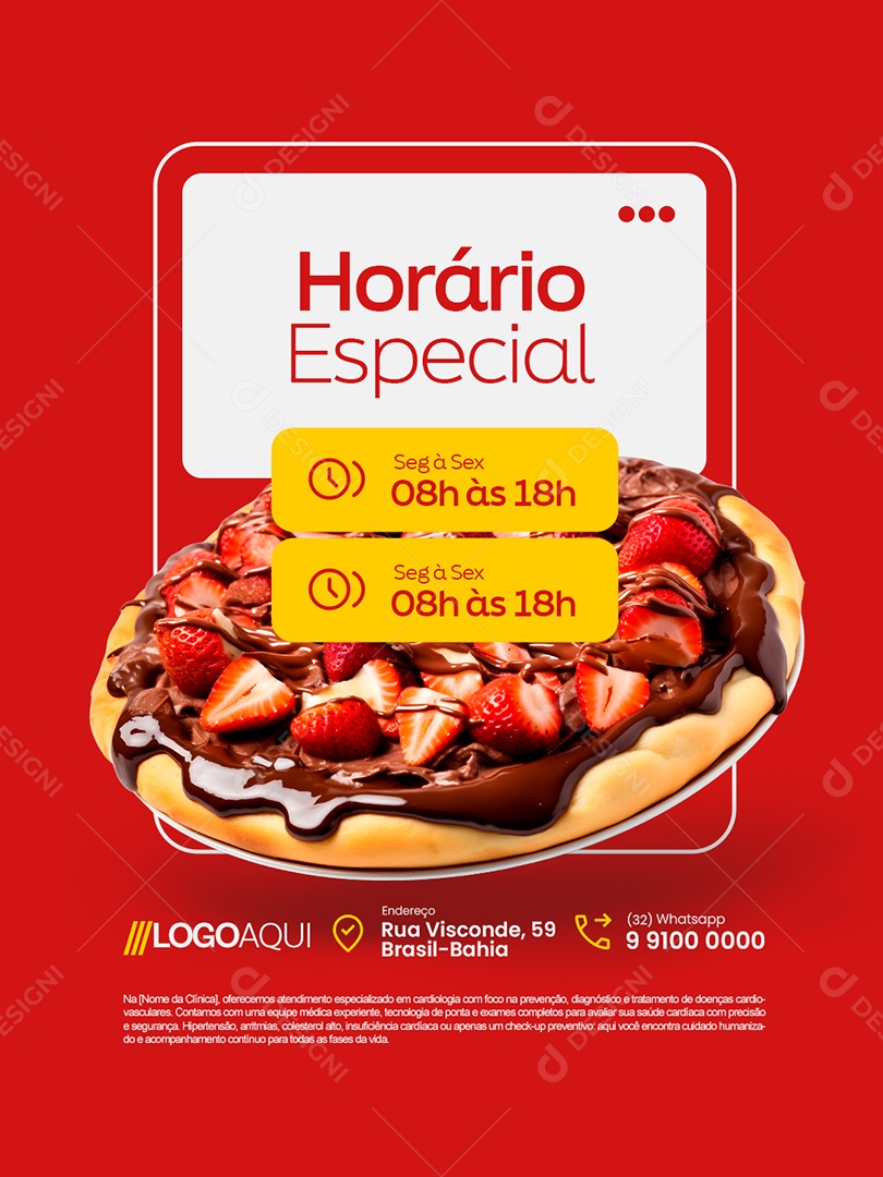 Horário Especial Dia dos Pais Pizzaria Pizza Doce Social Media PSD Editável