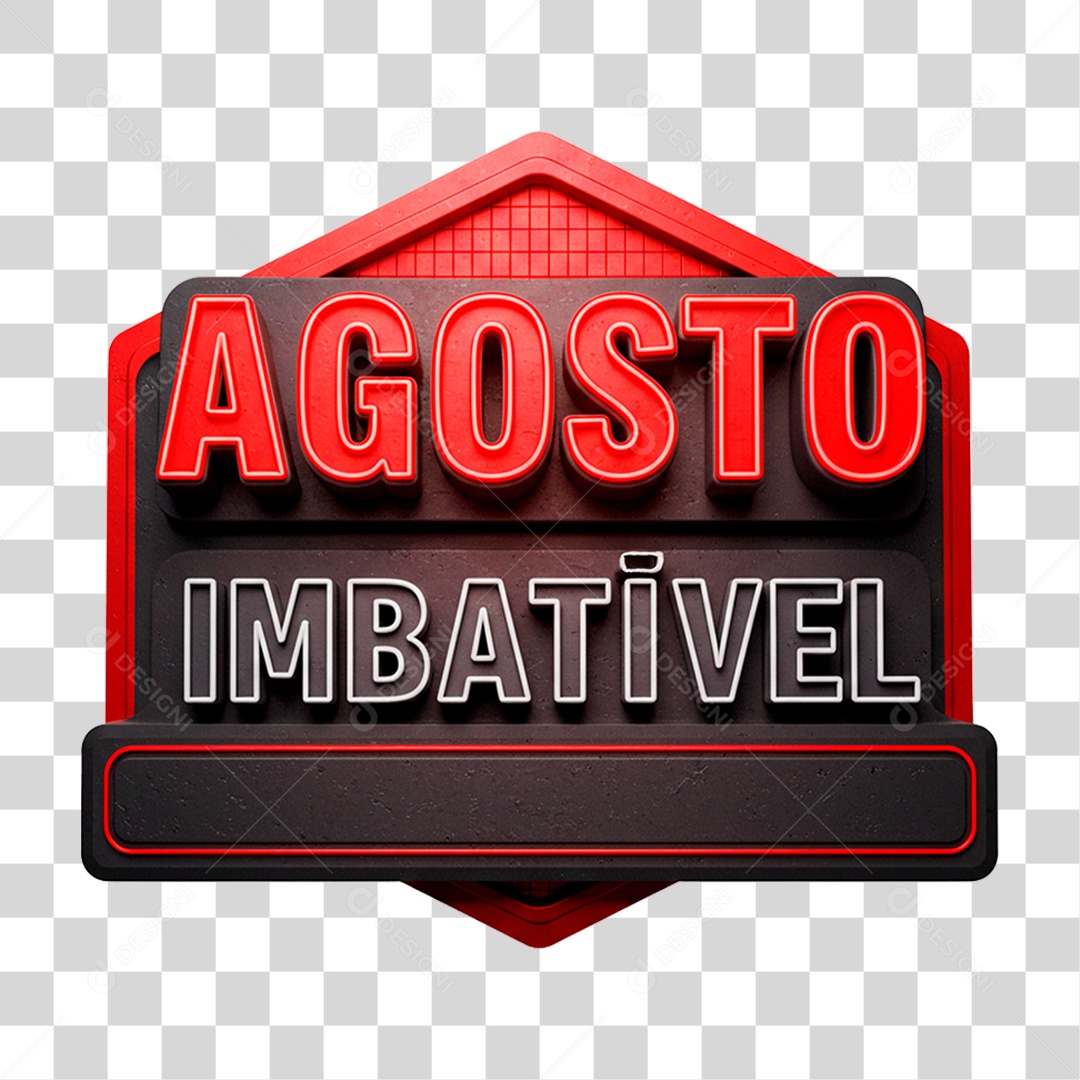 Selo 3D Agosto Imbatível para Composição PNG Transparente