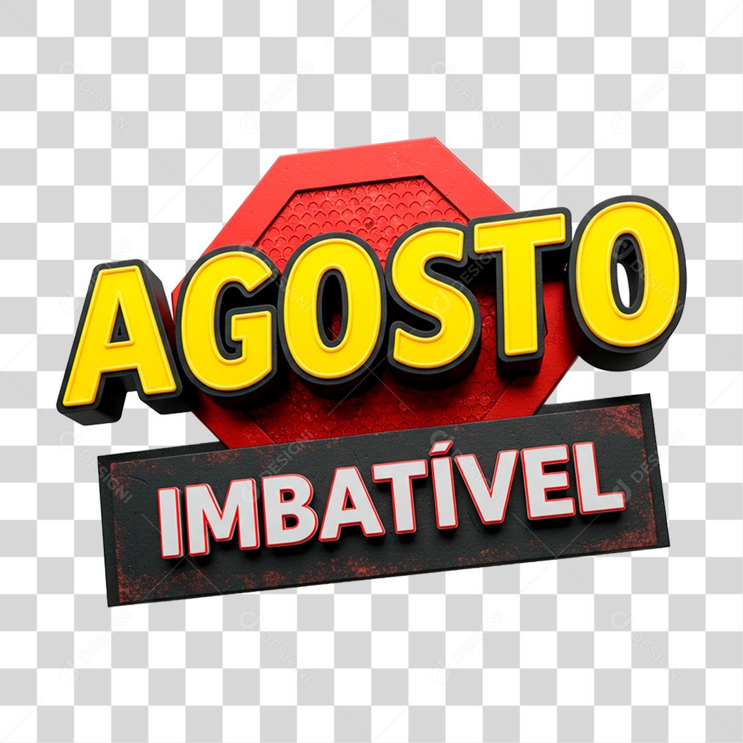 Selo 3D Agosto Imbatível para Composição PNG Transparente