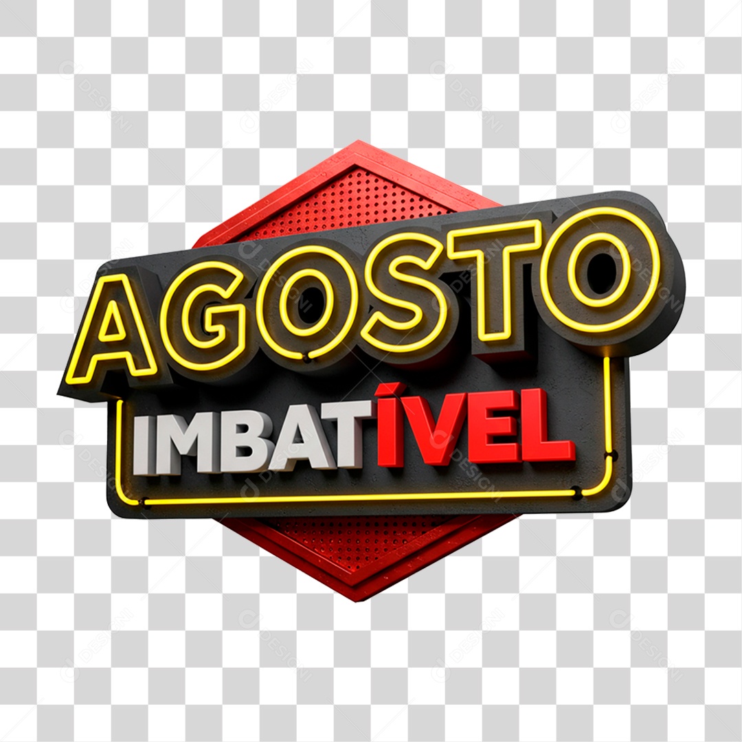 Selo 3D Agosto Imbatível para Composição PNG Transparente