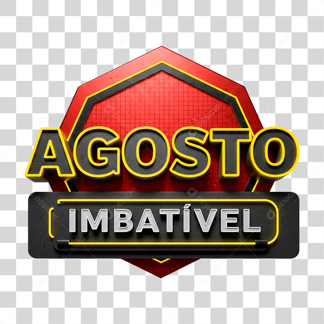 Selo 3D Agosto Imbatível para Composição PNG Transparente